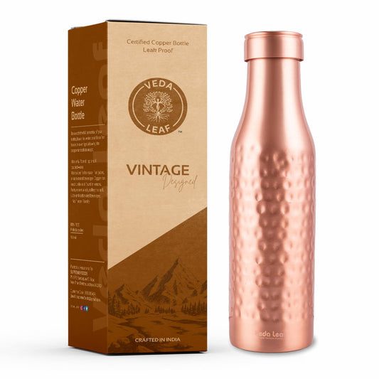 Veda Leaf Handcrafted Copper Bottle 950ml