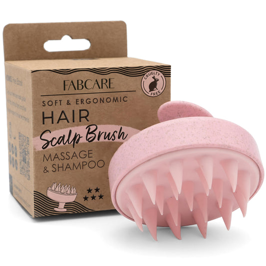 FABCARE Scalp Brush | Scalp Massager | Wheat Straw and Silicone | Wet & Wet Hair Exfoliating Brush | Hair Growth Massager Cleaning and Dryness (Pink)